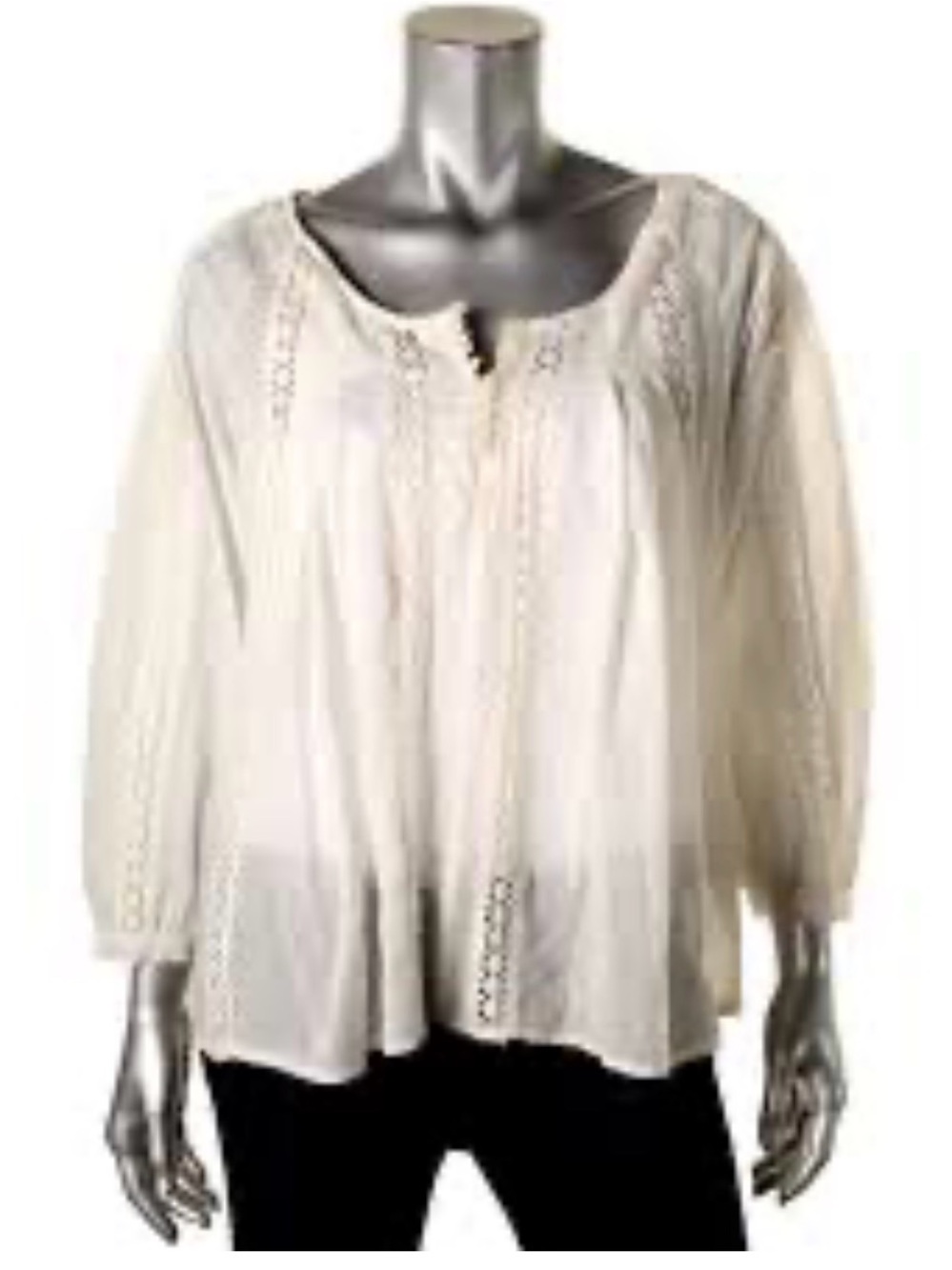 Denim & Supply Ralph Lauren Women's Cream Lace-Trim Peasant Blouse